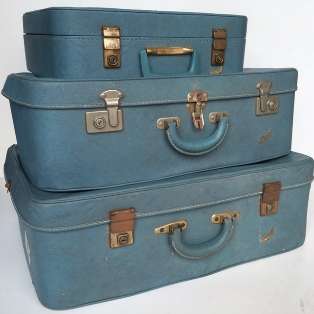 SUITCASE - FULL SET, Blue Regal 1960s - 3 Piece Set